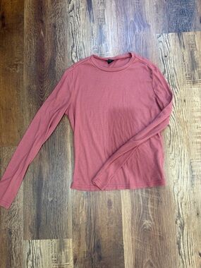 Women's Long-Sleeve Ribbed Crewneck Top - Dusty Rose